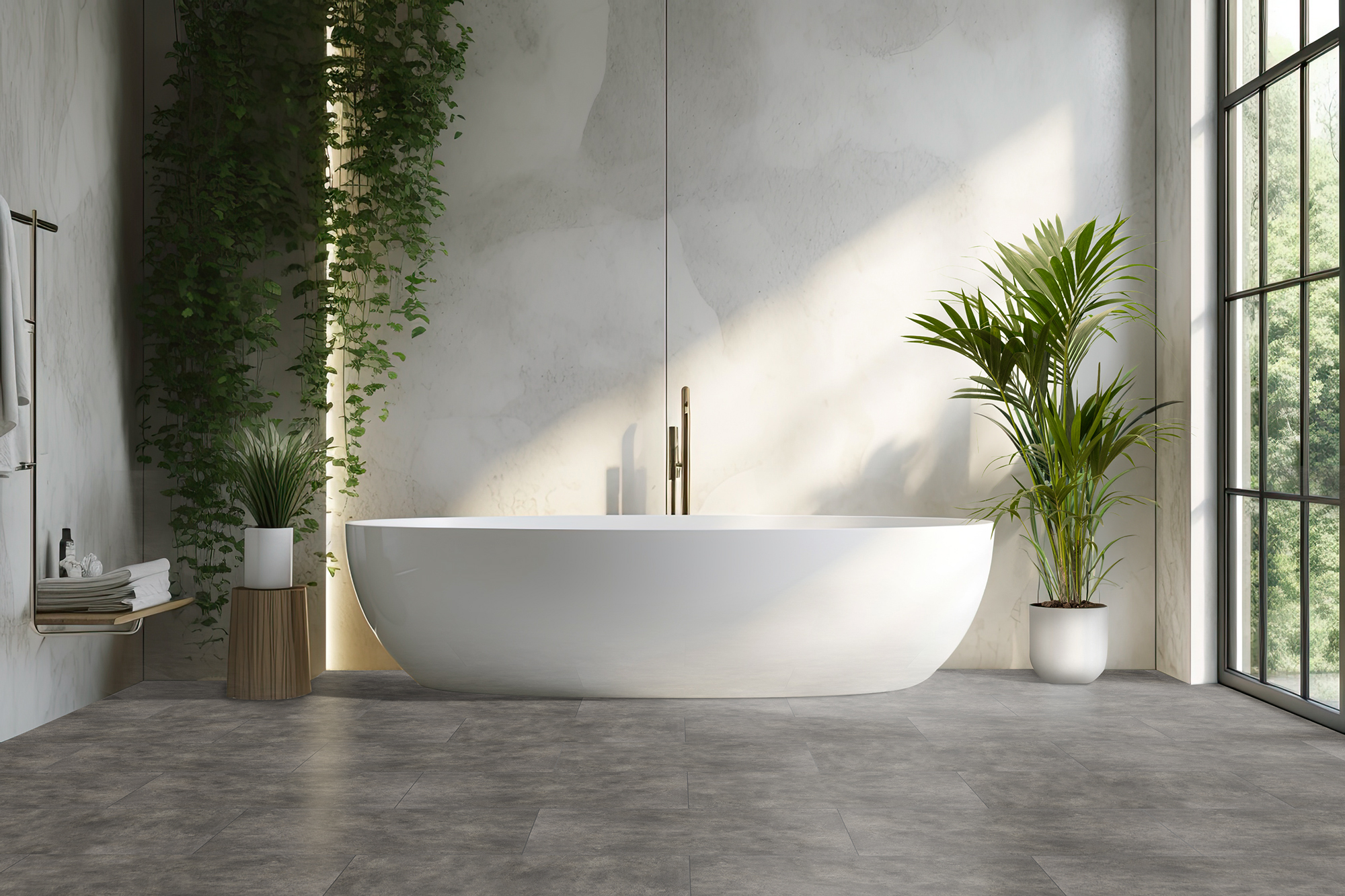 Interior bathroom bathtub decoration. Generative AI